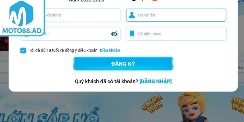 Hướng dẫn chi tiết các bước đăng ký Moto88 cho người chơi